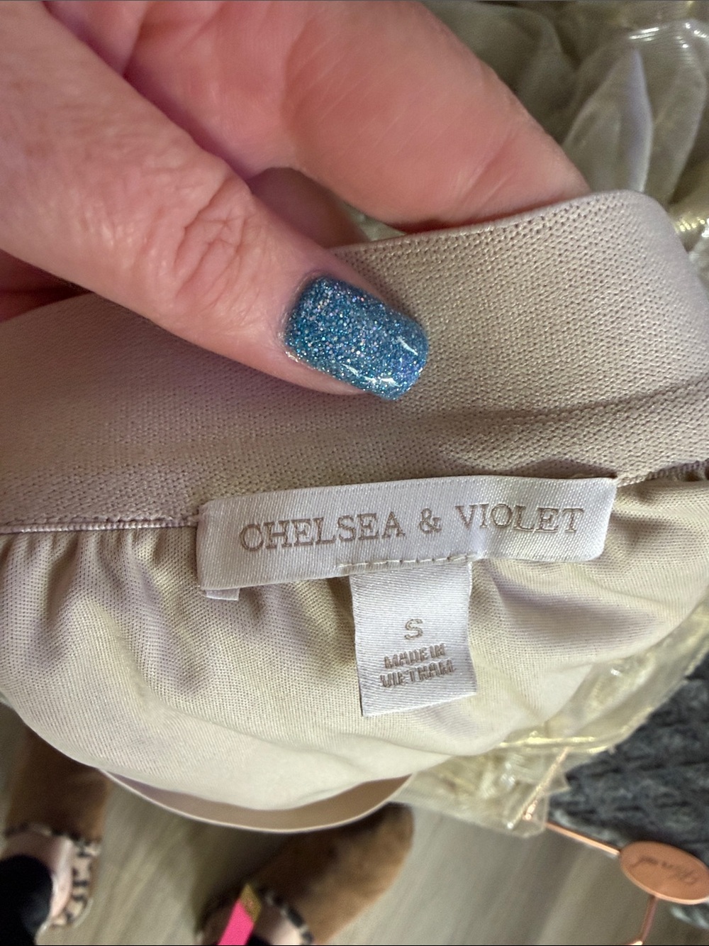 Chelsea & Violet Champagne Ruffled Tulle Midi Skirt - Picture 6 of 9